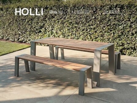 ม้านั่งภายนอก SALABANSUAN รุ่น HOLLI TABLE SET 160CM สีไม้ธรรมชาติ_4