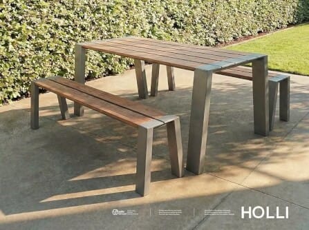 ม้านั่งภายนอก SALABANSUAN รุ่น HOLLI TABLE SET 160CM สีไม้ธรรมชาติ_5