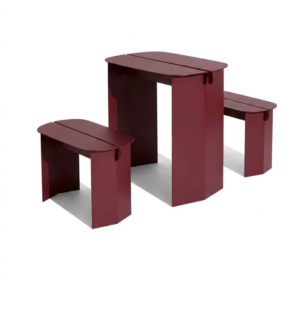 ชุดโต๊ะม้านั่งภายนอก SALABANSUAN O-RI BENCH 60ซม. สีแดง_0