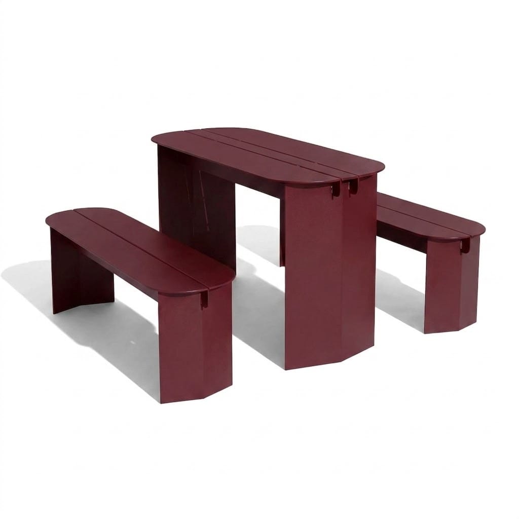 ชุดโต๊ะม้านั่งภายนอก SALABANSUAN O-RI BENCH 110ซม. สีแดง_0