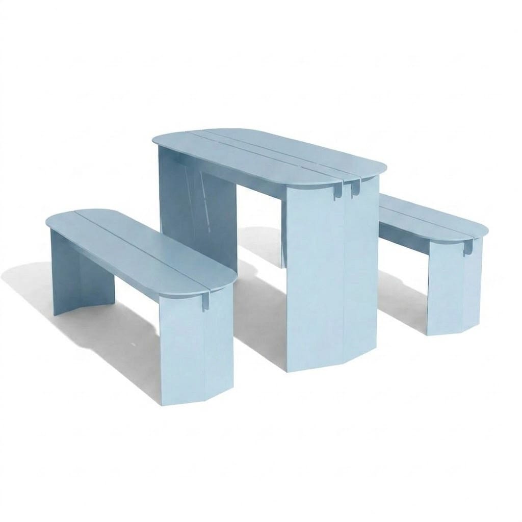 ชุดโต๊ะม้านั่งภายนอก SALABANSUAN O-RI BENCH 110ซม. สีฟ้า_0