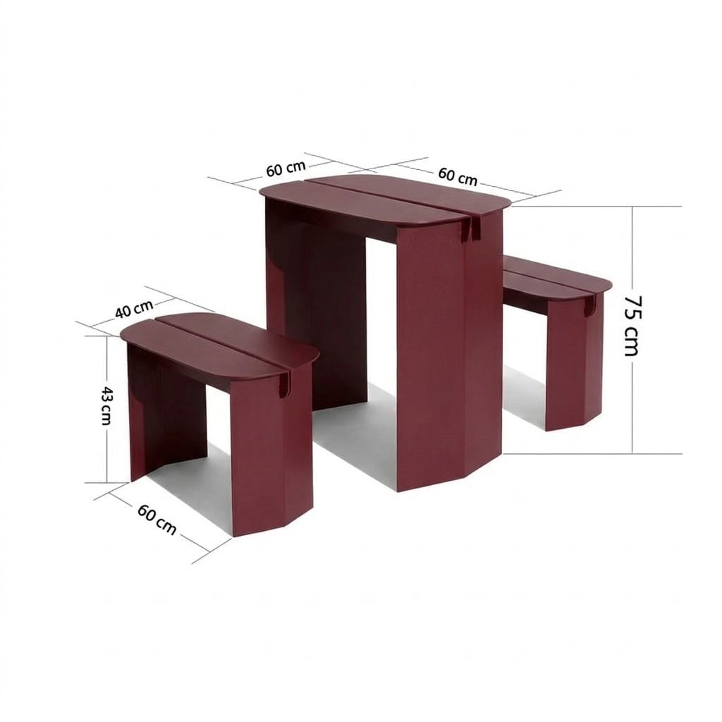 ชุดโต๊ะม้านั่งภายนอก SALABANSUAN O-RI BENCH 60ซม. สีแดง_1