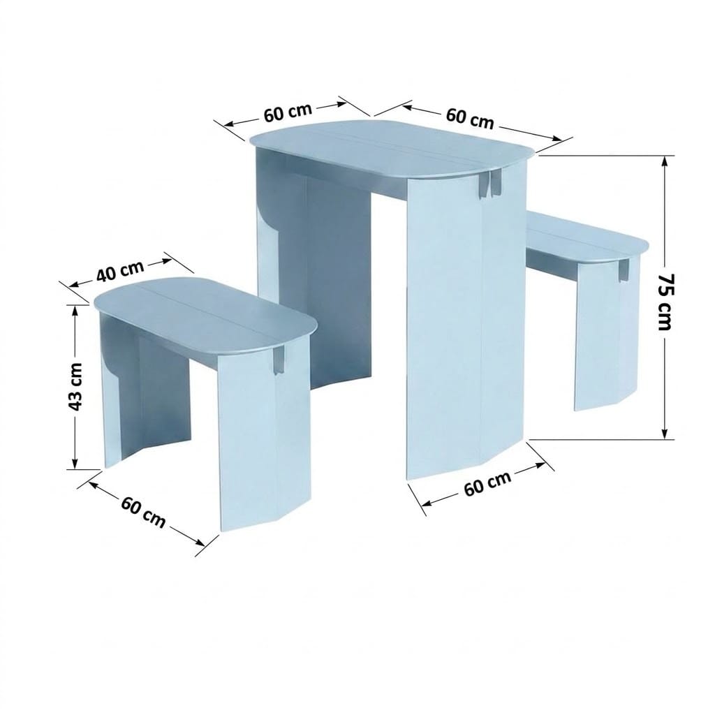 ชุดโต๊ะม้านั่งภายนอก SALABANSUAN O-RI BENCH 60ซม. สีฟ้า_1