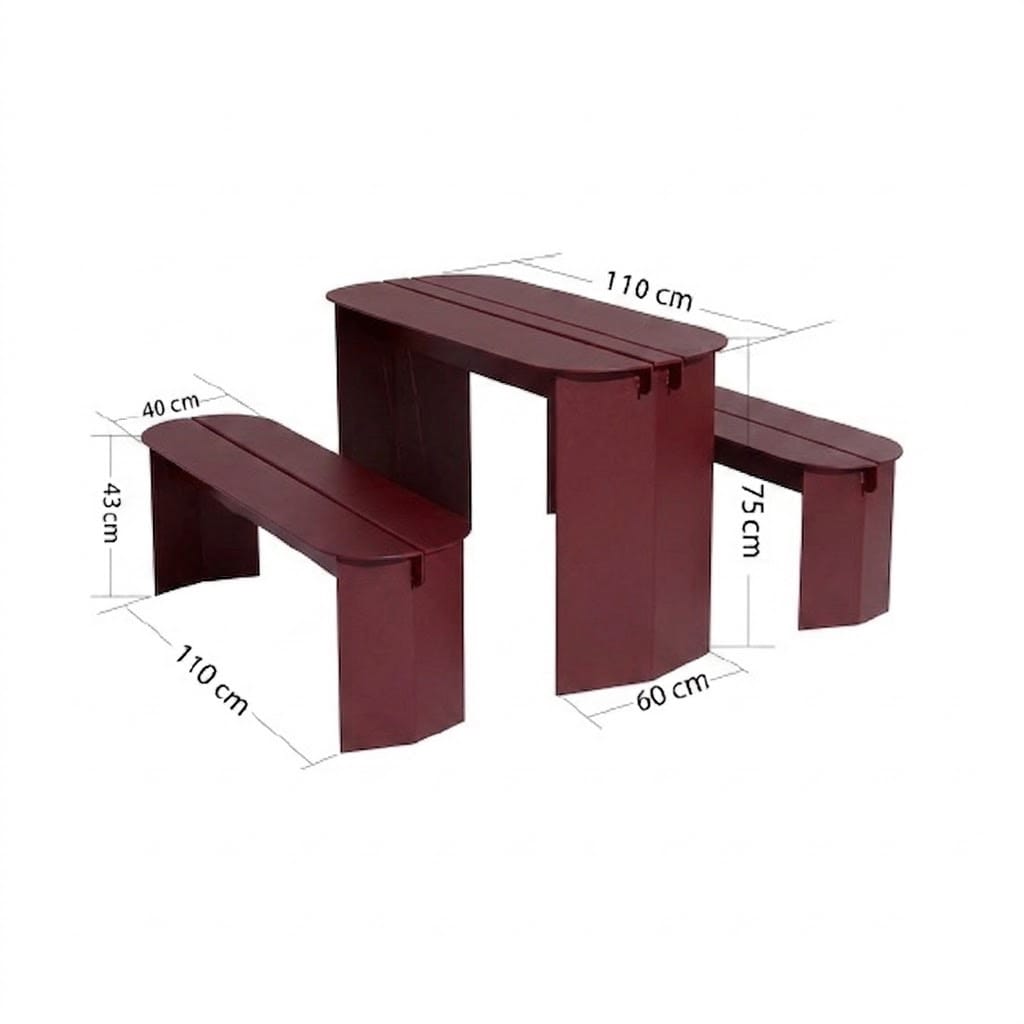 ชุดโต๊ะม้านั่งภายนอก SALABANSUAN O-RI BENCH 110ซม. สีแดง_1
