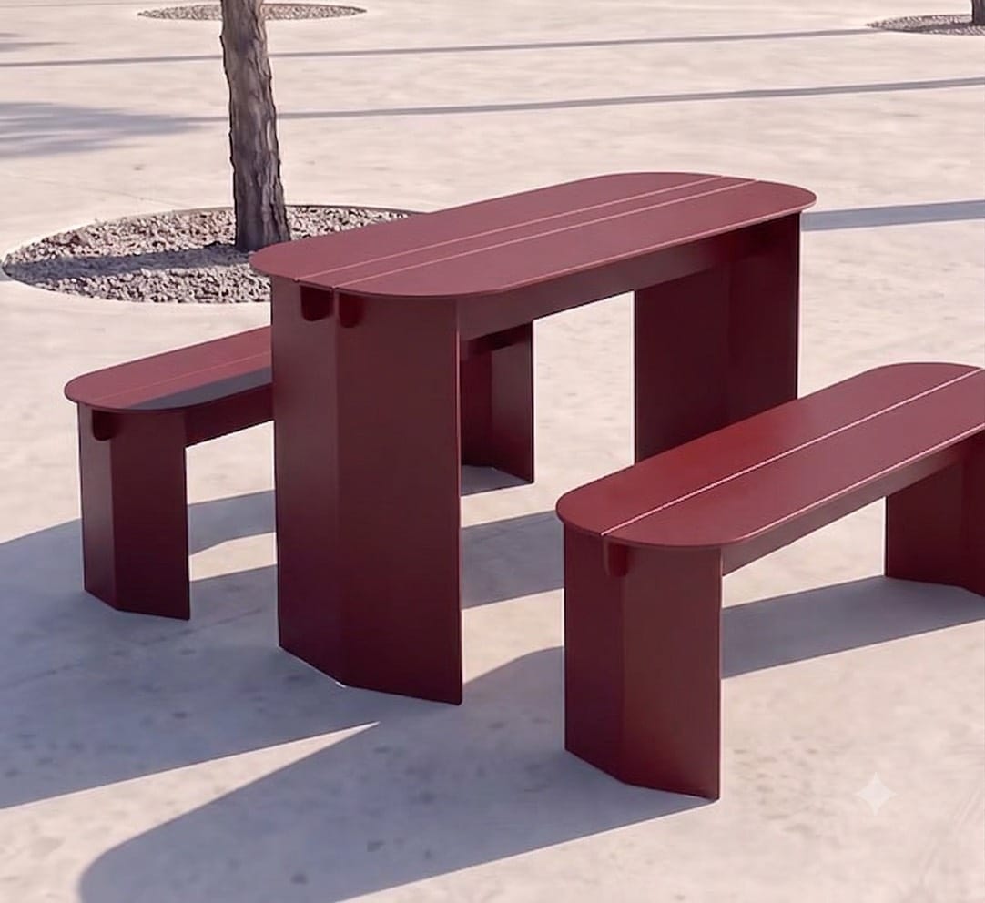 ชุดโต๊ะม้านั่งภายนอก SALABANSUAN O-RI BENCH 110ซม. สีแดง_2