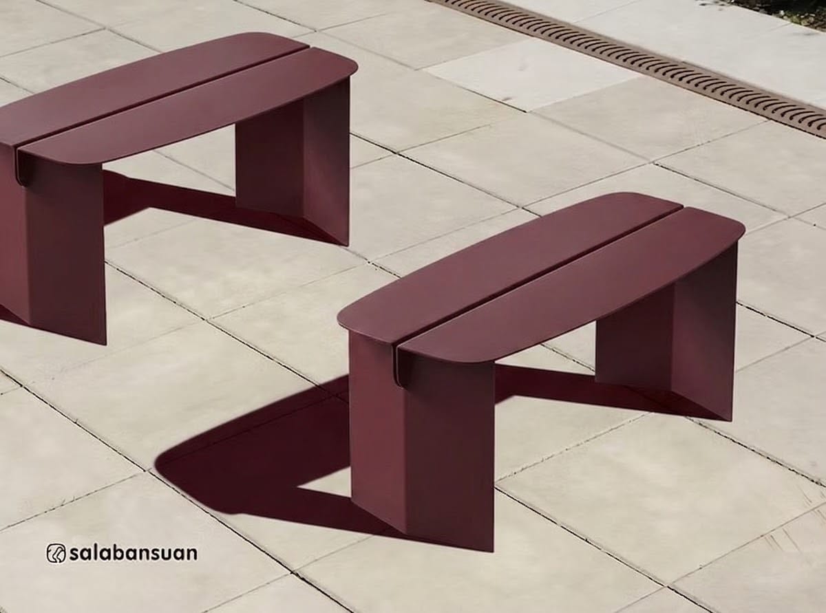 ชุดโต๊ะม้านั่งภายนอก SALABANSUAN O-RI BENCH 110ซม. สีแดง_4