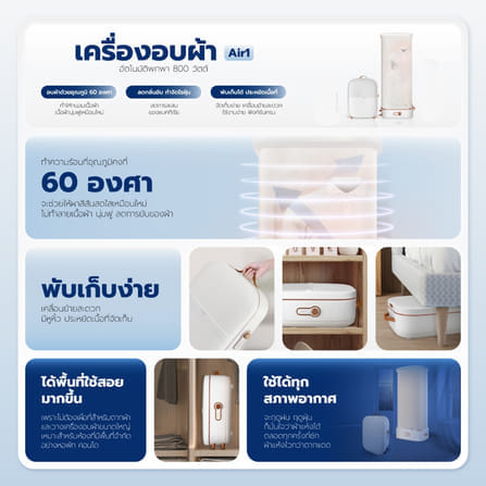 เครื่องอบผ้าพกพา ALECTRIC รุ่น AIR1 สีขาว_9