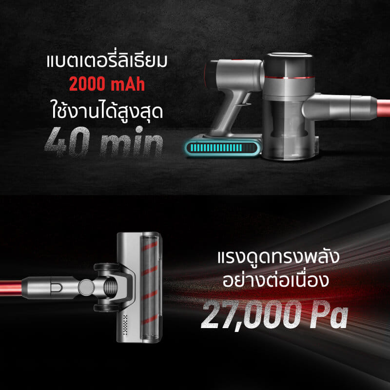 เครื่องดูดฝุ่นแบบด้าม ALECTRIC รุ่น AIRBOOST สีดำ/แดง_3
