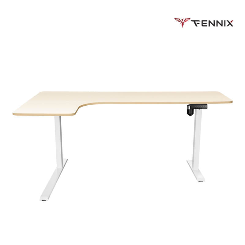 โต๊ะทำงานเพื่อสุขภาพ FENNIX รุ่น L-SHAPED สีโอ๊ค/ขาว