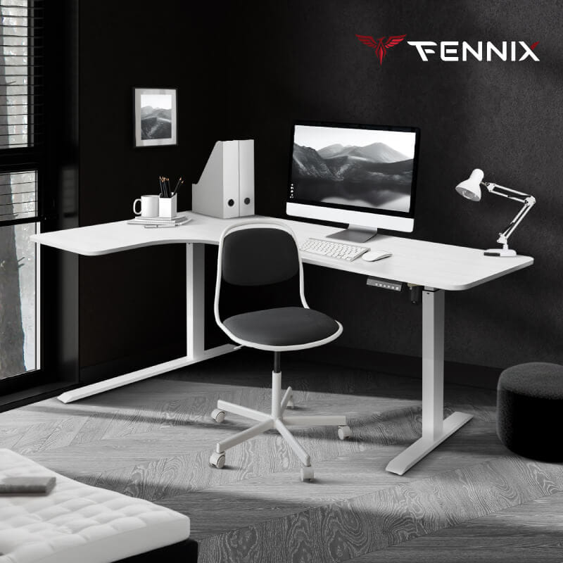 โต๊ะทำงานเพื่อสุขภาพ FENNIX รุ่น L-SHAPED สีขาว_1