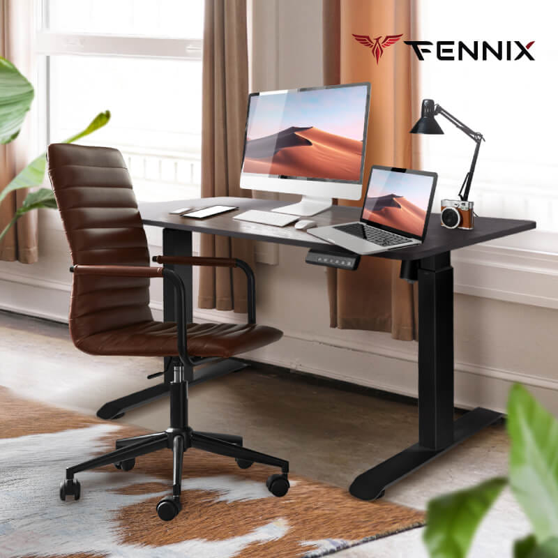 โต๊ะทำงานเพื่อสุขภาพ FENNIX รุ่น 120*60CM สีไม้สีเข้ม/ดำ_3