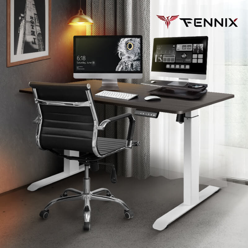 โต๊ะทำงานเพื่อสุขภาพ FENNIX รุ่น 120*60CM สีไม้สีเข้ม/ขาว_3