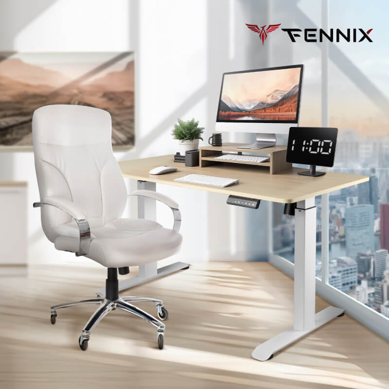 โต๊ะทำงานเพื่อสุขภาพ FENNIX รุ่น 160*80CM สีโอ๊ค/ขาว_3