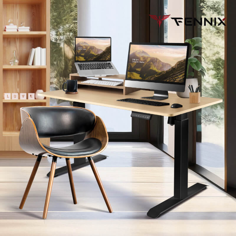 โต๊ะทำงานเพื่อสุขภาพ FENNIX รุ่น 160*80CM สีโอ๊ค/ดำ_3