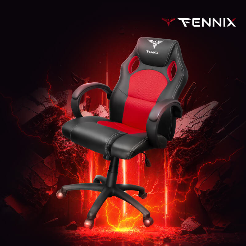 เก้าอี้เกมมิ่ง FENNIX รุ่น FNCH010 สีดำ/แดง_4