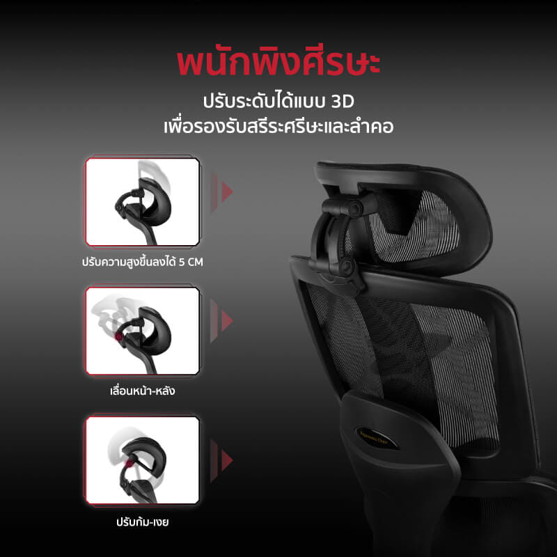 เก้าอี้สำนักงาน FENNIX รุ่น FNRG01 สีดำ_5