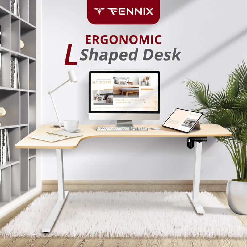 โต๊ะทำงานเพื่อสุขภาพ FENNIX รุ่น L-SHAPED สีดำ_4