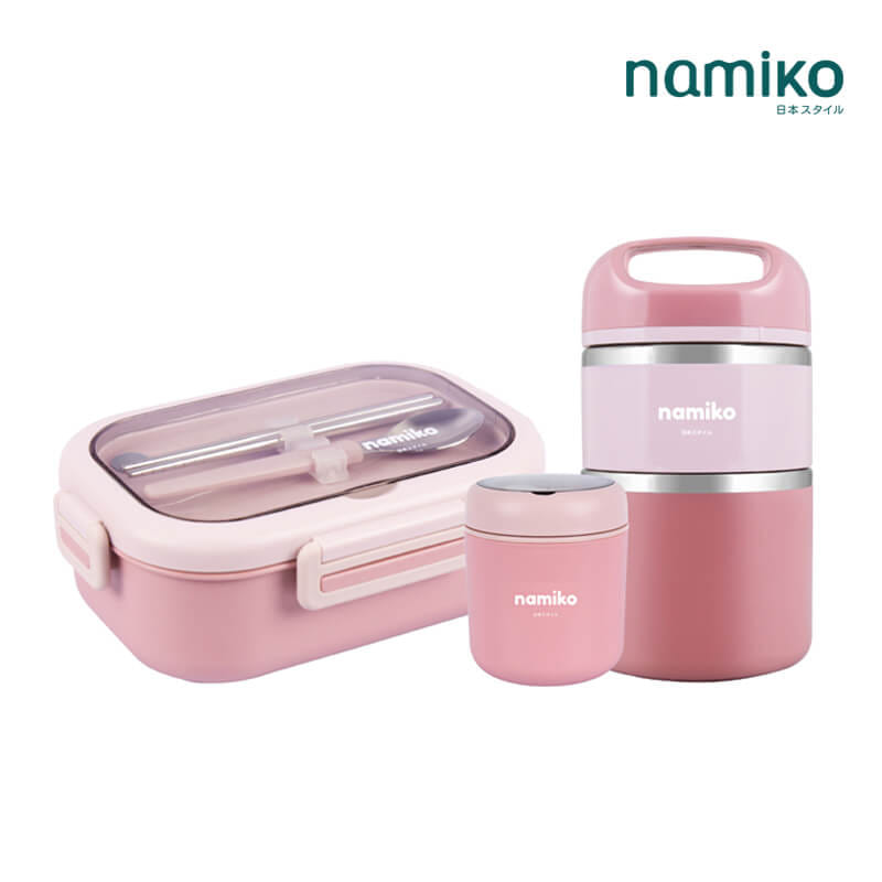 [HARAJUKU SETB] NAMIKO กระติกเก็บอุณภูมิ,กล่องอาหาร,ถ้วยซุปสเตนเลส FOOD GRADE - สีชมพู_0