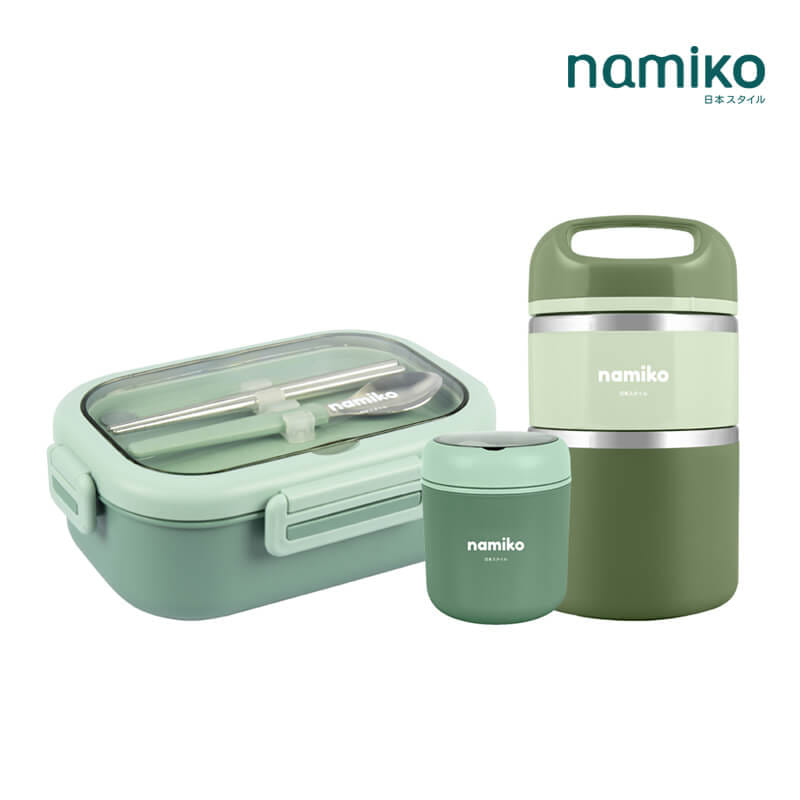 [HARAJUKU SETB] NAMIKO กระติกเก็บอุณภูมิ,กล่องอาหาร,ถ้วยซุปสเตนเลส FOOD GRADE - สีเขียว