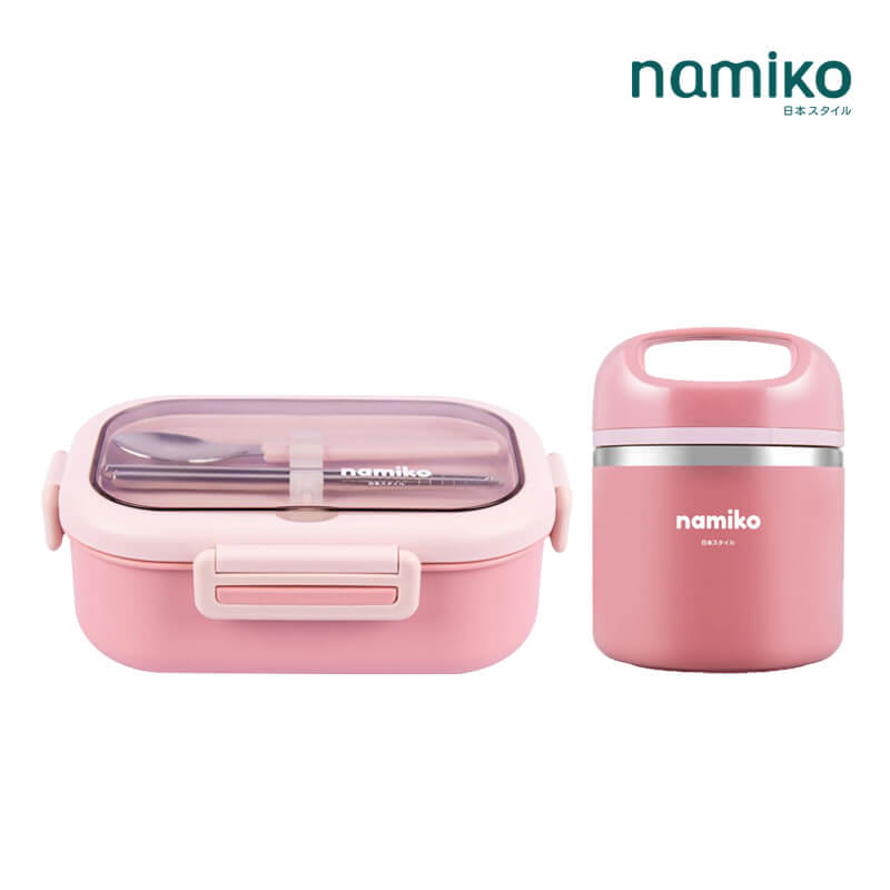 [SHIBUYA SETC] NAMIKO กล่องอาหารพร้อมกระติกสเตนเลสเก็บอุณหภูมิ FOOD GRADE - สีชมพู