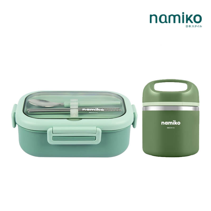 [SHIBUYA SETC] NAMIKO กล่องอาหารพร้อมกระติกสเตนเลสเก็บอุณหภูมิ FOOD GRADE - สีเขียว