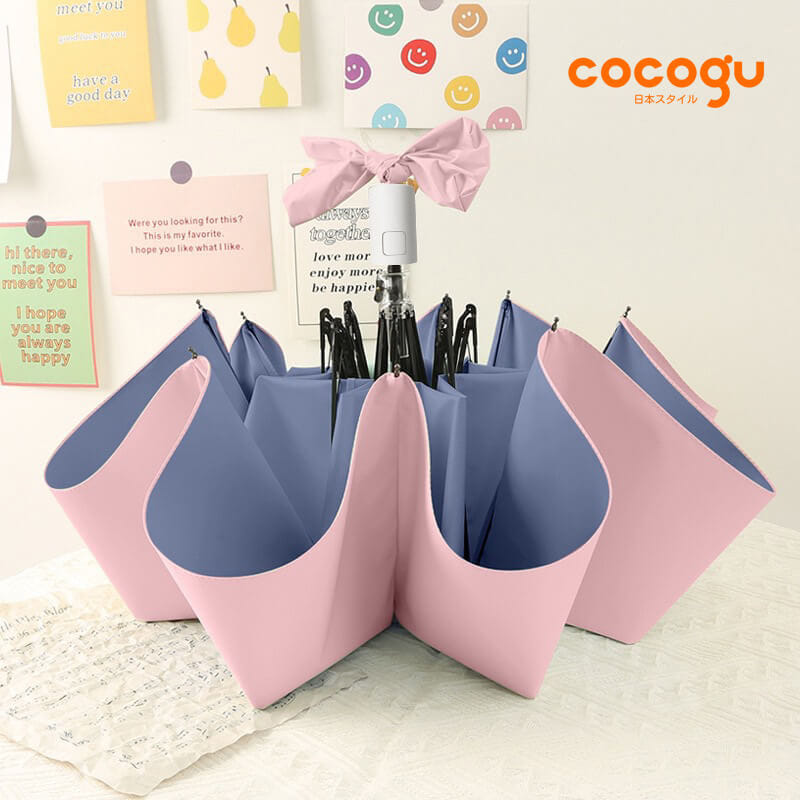 ร่มกันแดดฝน เปิด-ปิดอัตโนมัติ COCOGU UPF50+ สีชมพู