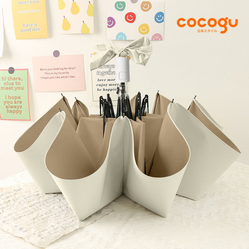 ร่มกันแดดฝน เปิด-ปิดอัตโนมัติ COCOGU UPF50+ สีเบจ