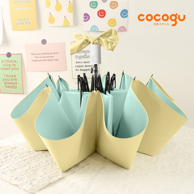 ร่มกันแดดฝน เปิด-ปิดอัตโนมัติ COCOGU UPF50+ สีเหลือง