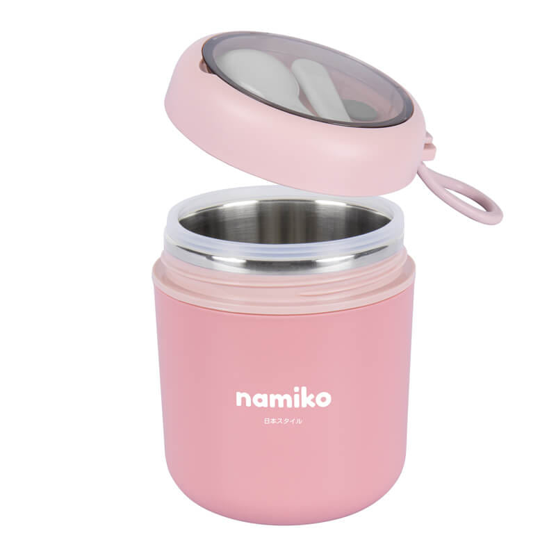 [HARAJUKU SETB] NAMIKO กระติกเก็บอุณภูมิ,กล่องอาหาร,ถ้วยซุปสเตนเลส FOOD GRADE - สีชมพู_4