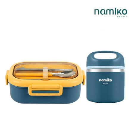 [SHIBUYA SETC] NAMIKO กล่องอาหารพร้อมกระติกสเตนเลสเก็บอุณหภูมิ FOOD GRADE - สีน้ำเงิน_0