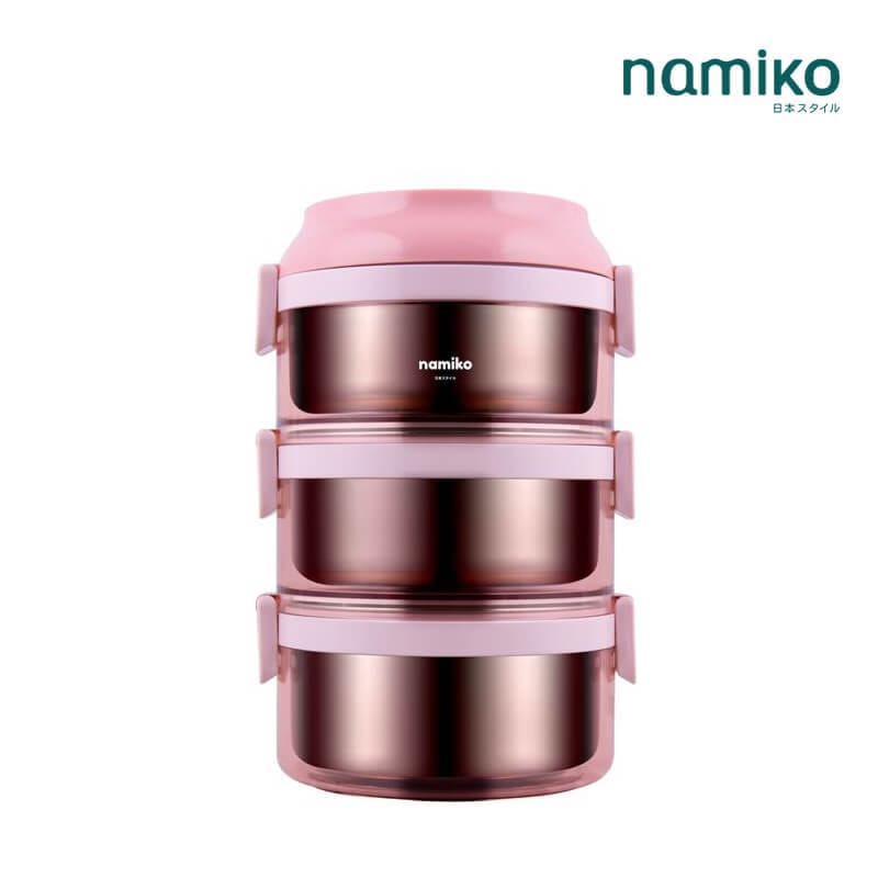 ปิ่นโต NAMIKO รุ่น #6586-2 3 ชั้น 2350 ML สีชมพู