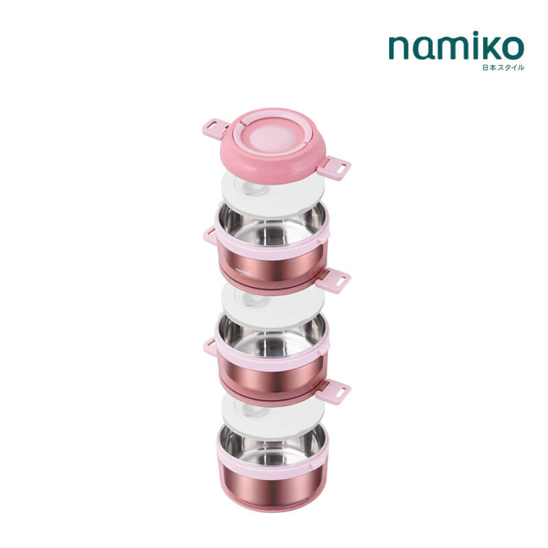 ปิ่นโต NAMIKO รุ่น #6586-2 3 ชั้น 2350 ML สีชมพู_1