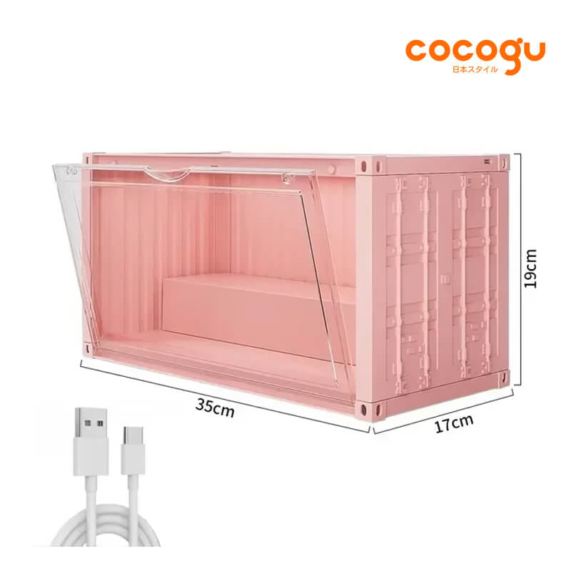 กล่องจัดเก็บโมเดล COCOGU รุ่น 910-1 มีไฟ สีชมพู_1