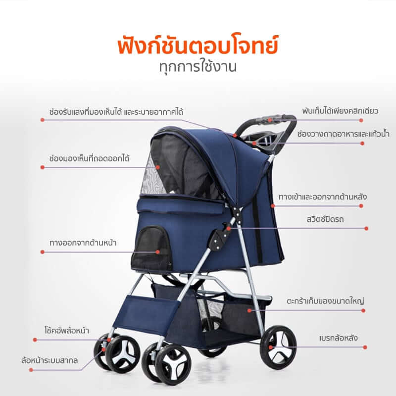 รถเข็นสัตว์เลี้ยง COCOGU รุ่น DTC-804 สีน้ำเงิน_1