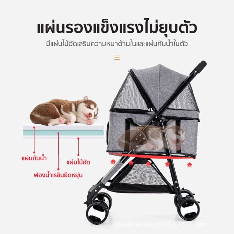 รถเข็นสัตว์เลี้ยง COCOGU รุ่น DTC-802 สีน้ำเงิน_2