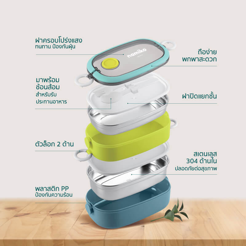 กล่องอาหาร NAMIKO รุ่น 750ML สีฟ้า_5