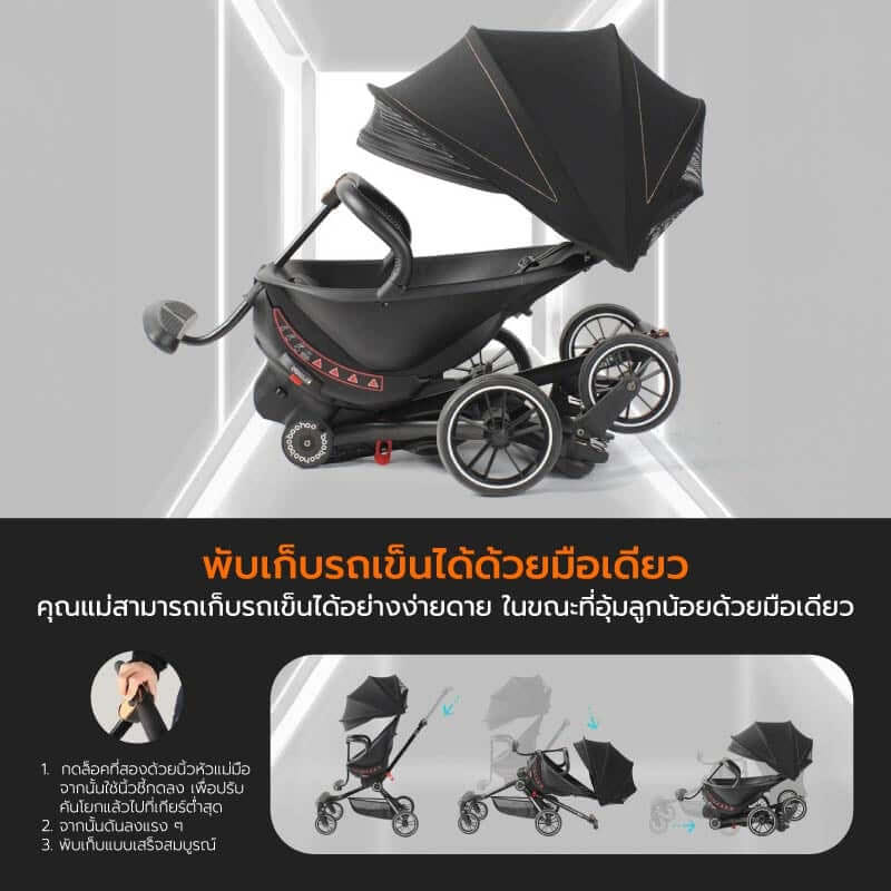 รถเข็นเด็ก COCOGU รุ่น V8 สีเทา_4