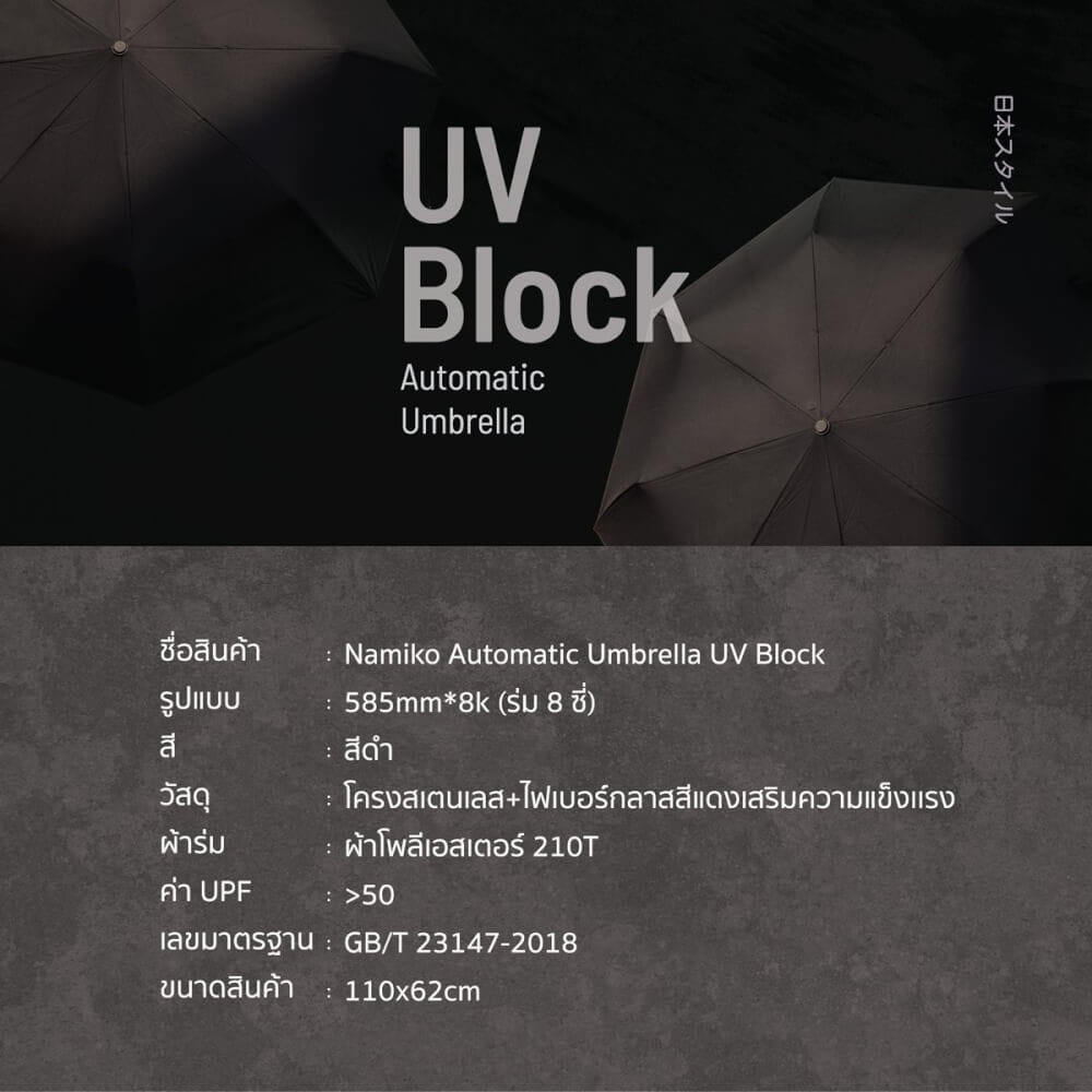 ร่มกันแดด NAMIKO รุ่น UVO1001 สีเทา_7