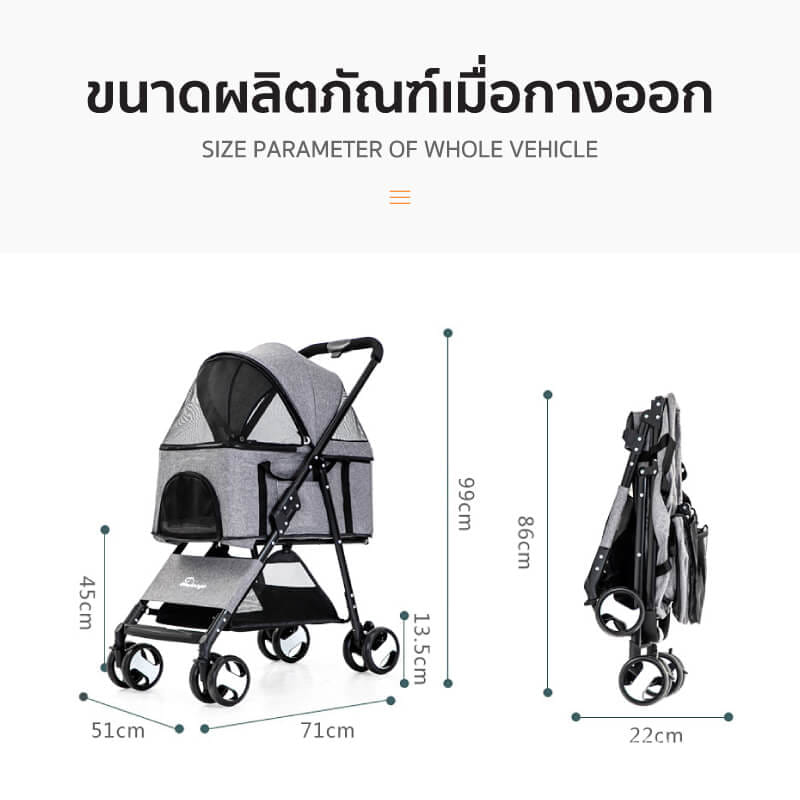 รถเข็นสัตว์เลี้ยง COCOGU รุ่น DTC-802 สีน้ำเงิน_7
