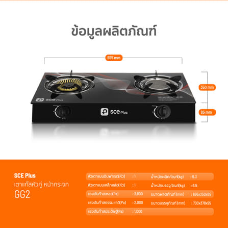 เตาแก๊สตั้งโต๊ะ 2 หัวแก๊ส SCE PLUS รุ่น GG2 สีดำ_5