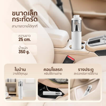 เครื่องดูดฝุ่นพกพาไร้สาย SCE PLUS รุ่น VC-M สีขาว สำหรับดูดฝุ่นในรถ_5