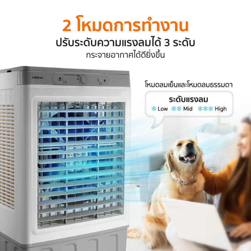 พัดลมไอเย็น SCE PLUS รุ่น MAX PRO 90L สีเทา