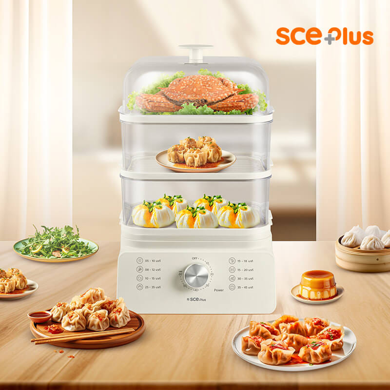 หม้อนึ่งอาหารไฟฟ้า 3 ชั้น SCE PLUS รุ่น ES1 สีขาว_8