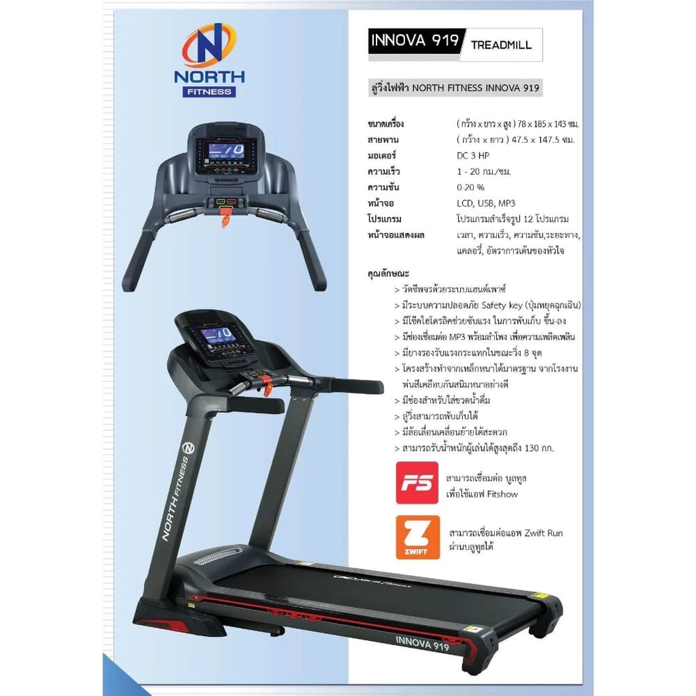 ลู่วิ่งไฟฟ้า NORTH FITNESS รุ่น INNOVA919 3 HP