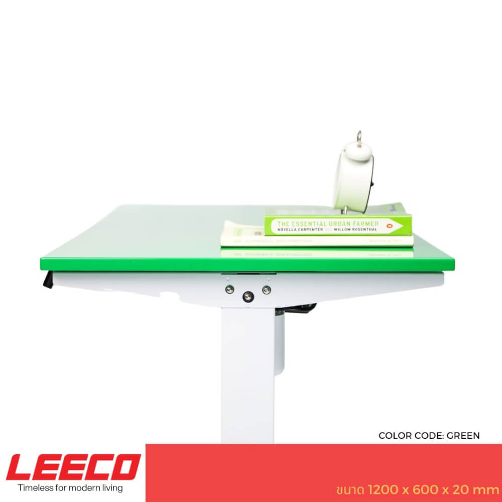 โต๊ะปรับระดับไฟฟ้า หน้าไม้ MDF เคลือบไฮกลอส มอเตอร์ 2 ระดับ LEECO GT-612-SM-GREEN เขียว