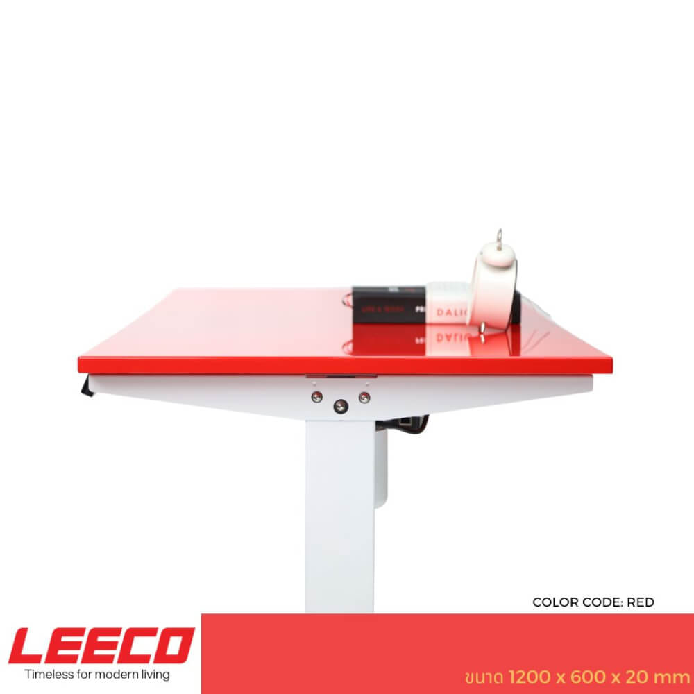 โต๊ะปรับระดับไฟฟ้า หน้าไม้ MDF เคลือบไฮกลอส มอเตอร์ 2 ระดับ LEECO GT-612-SM-RED แดง