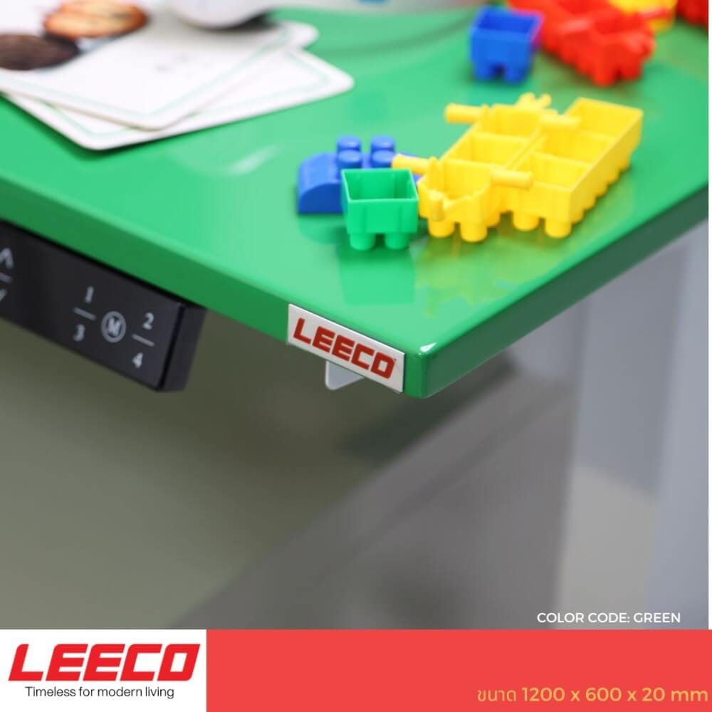 โต๊ะปรับระดับไฟฟ้า หน้าไม้ MDF เคลือบไฮกลอส มอเตอร์ 2 ระดับ LEECO GT-612-SM-GREEN เขียว