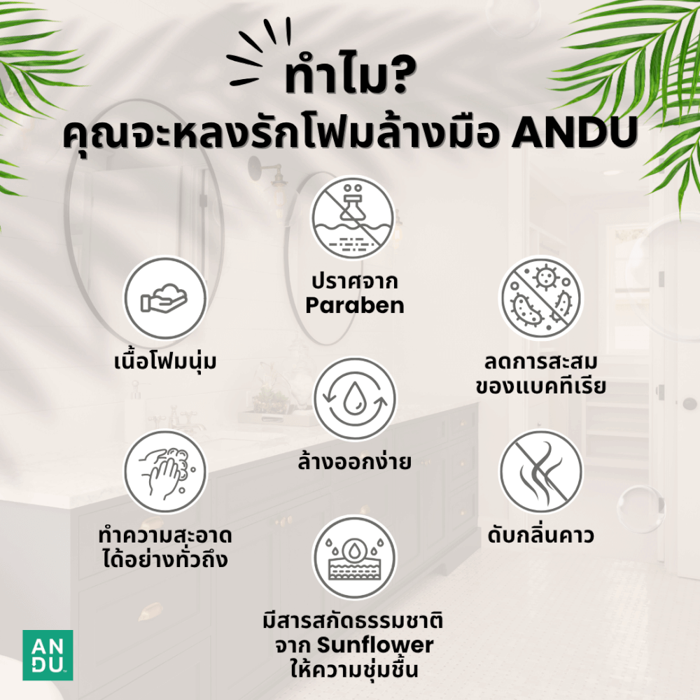 แกลลอนรีฟิลโฟมล้างมือ ลดการสะสมของแบคทีเรีย ANDU (อันดู) กลิ่น ELEGANCE 2 ลิตร_2