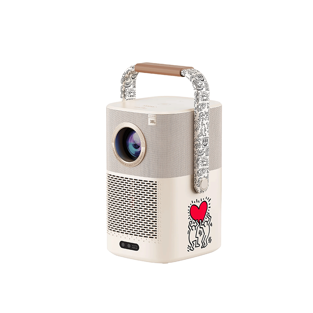 โปรเจคเตอร์ YABER T2 X KEITH สีครีม มีแบตเตอรี่ในตัว ความสว่าง 450 ANSI LUMENS