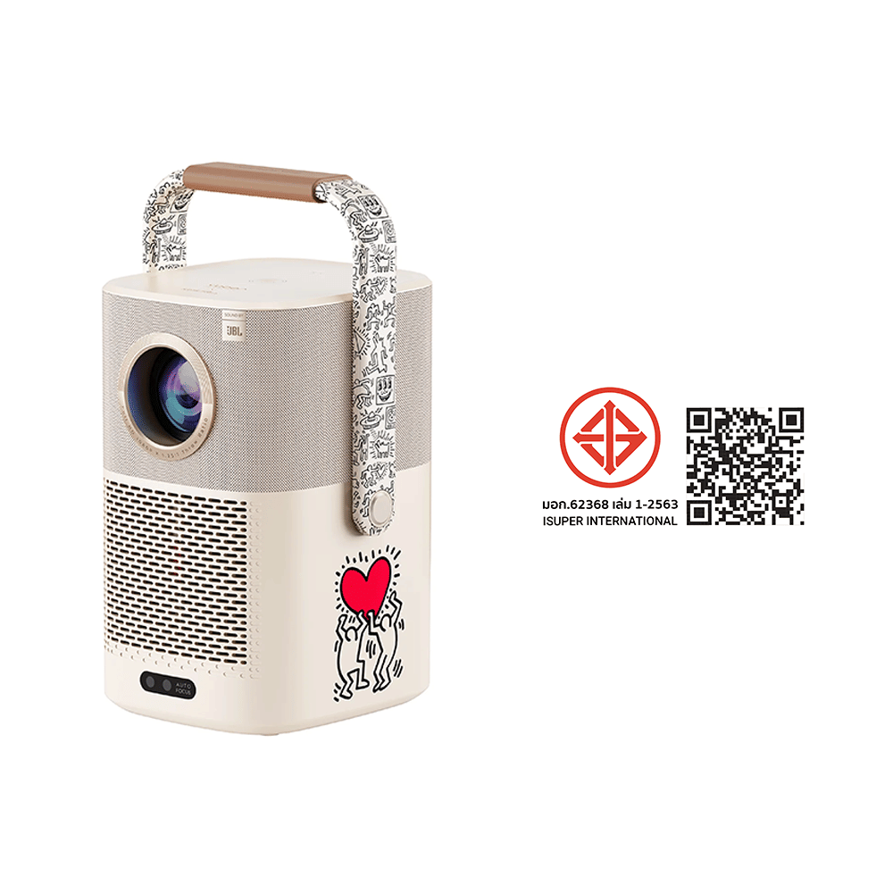 โปรเจคเตอร์ YABER T2 X KEITH สีครีม มีแบตเตอรี่ในตัว ความสว่าง 450 ANSI LUMENS